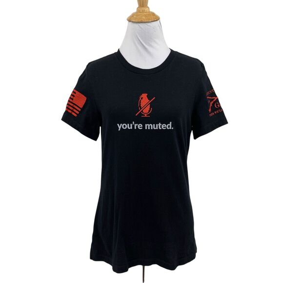 Grunt Style Shirt Womens S Small Black Red Graphic Short Sleeve You're Muted Tee - Picture 1 of 9